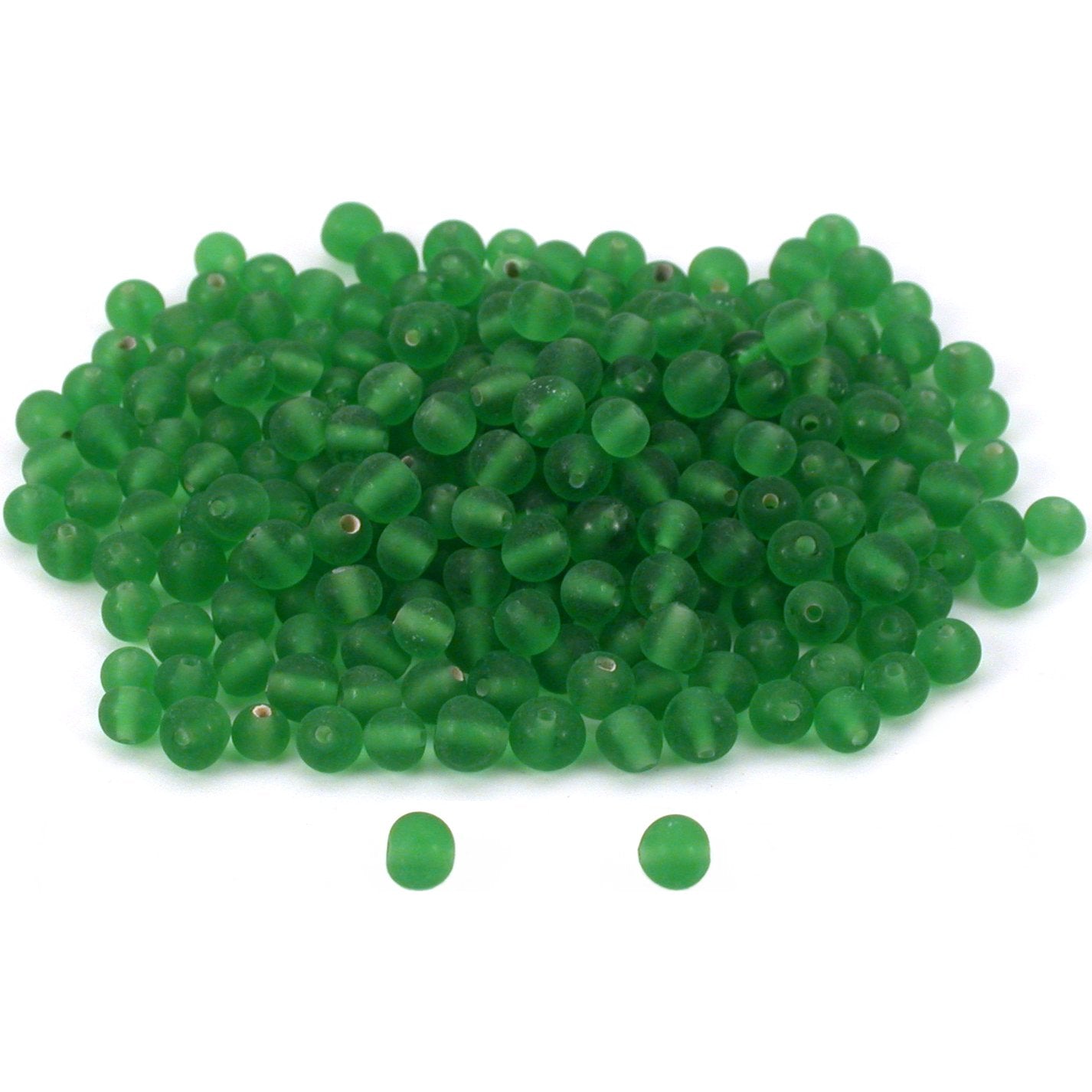 Evelina Round Glass Beads Green 4.5mm 25 Grams