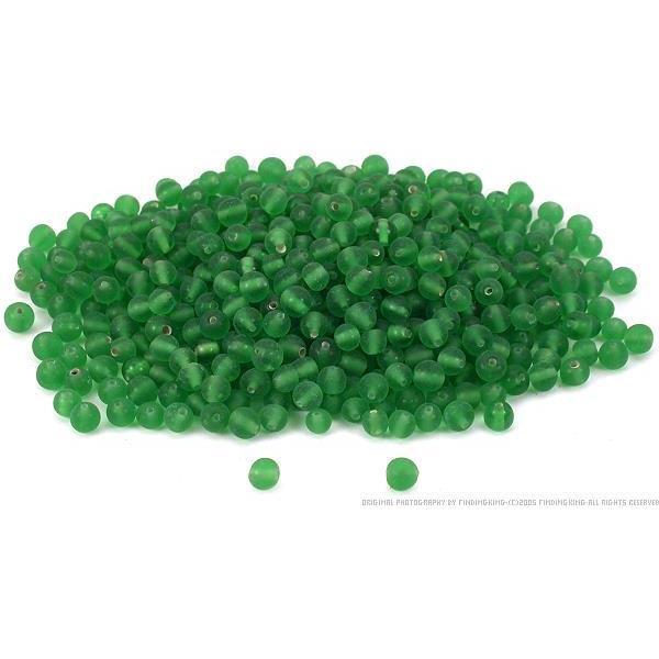 50 Grams of Green Frosted Glass Evelina Beads 4.5mm