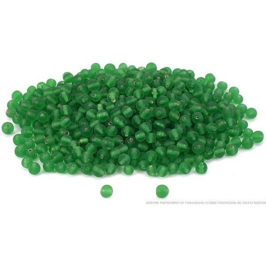 50 Grams of Green Frosted Glass Evelina Beads 4.5mm