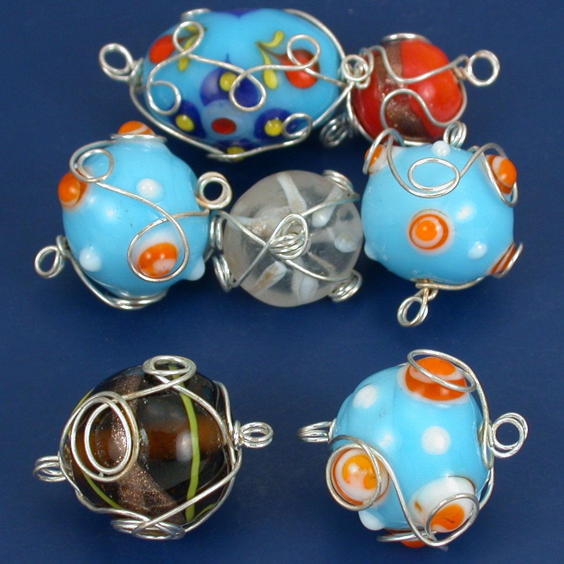 Lampwork Glass Wire Wrapped Beads Assortment 40 Grams