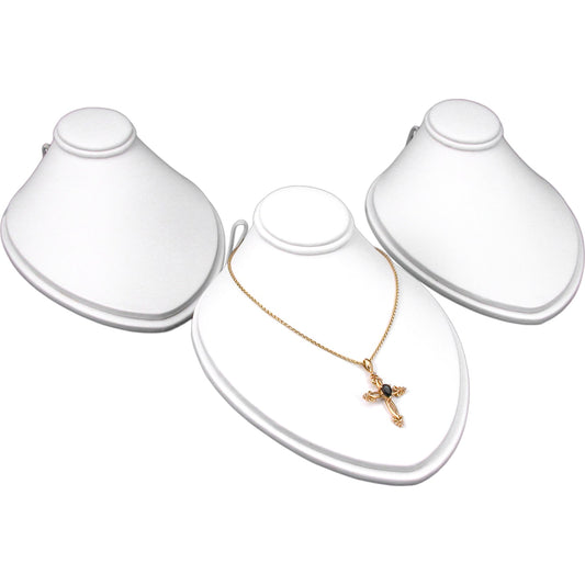 3 White Leather Mini Bust Displays Necklace Pendant