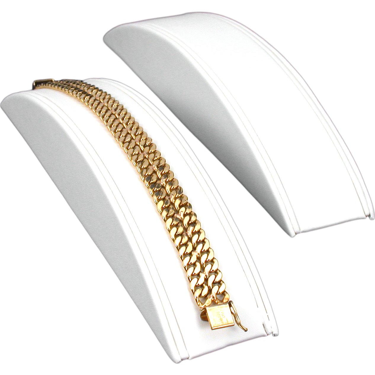 Chain Ramp Display 2 White Leather Bracelet Ramp Displays Jewelry Showcase – FindingKing