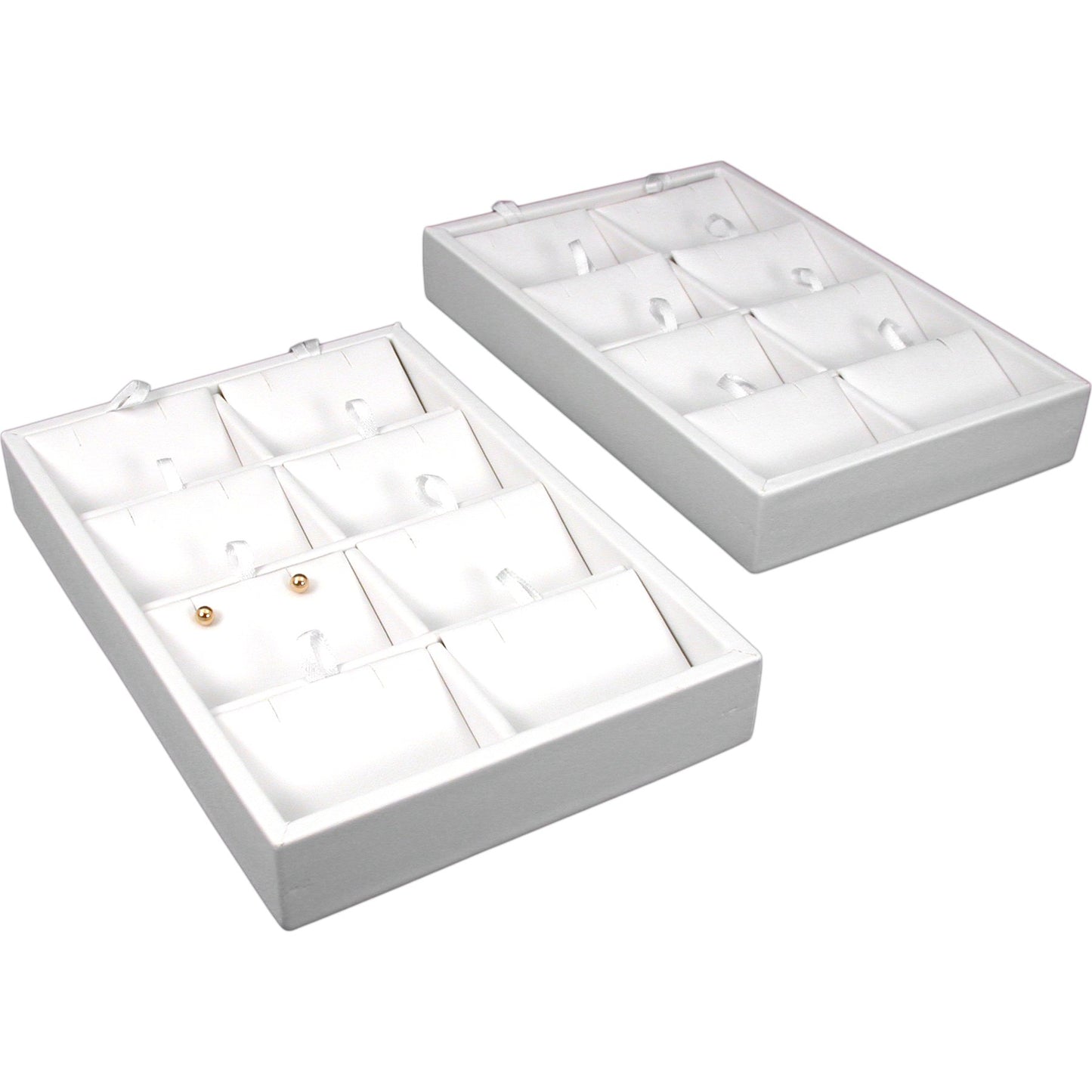 2 White Leather 8 Slot Pendant Trays Jewelry Displays