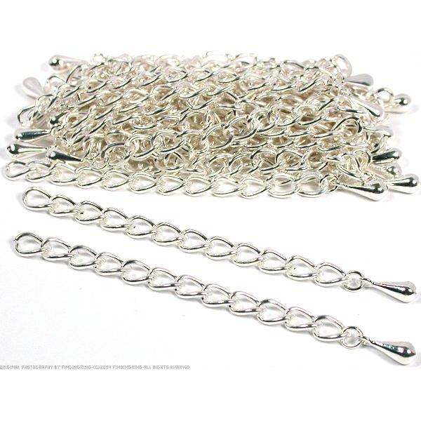 30 Teardrop Chain Extender Jewelry Necklace Silver Plated