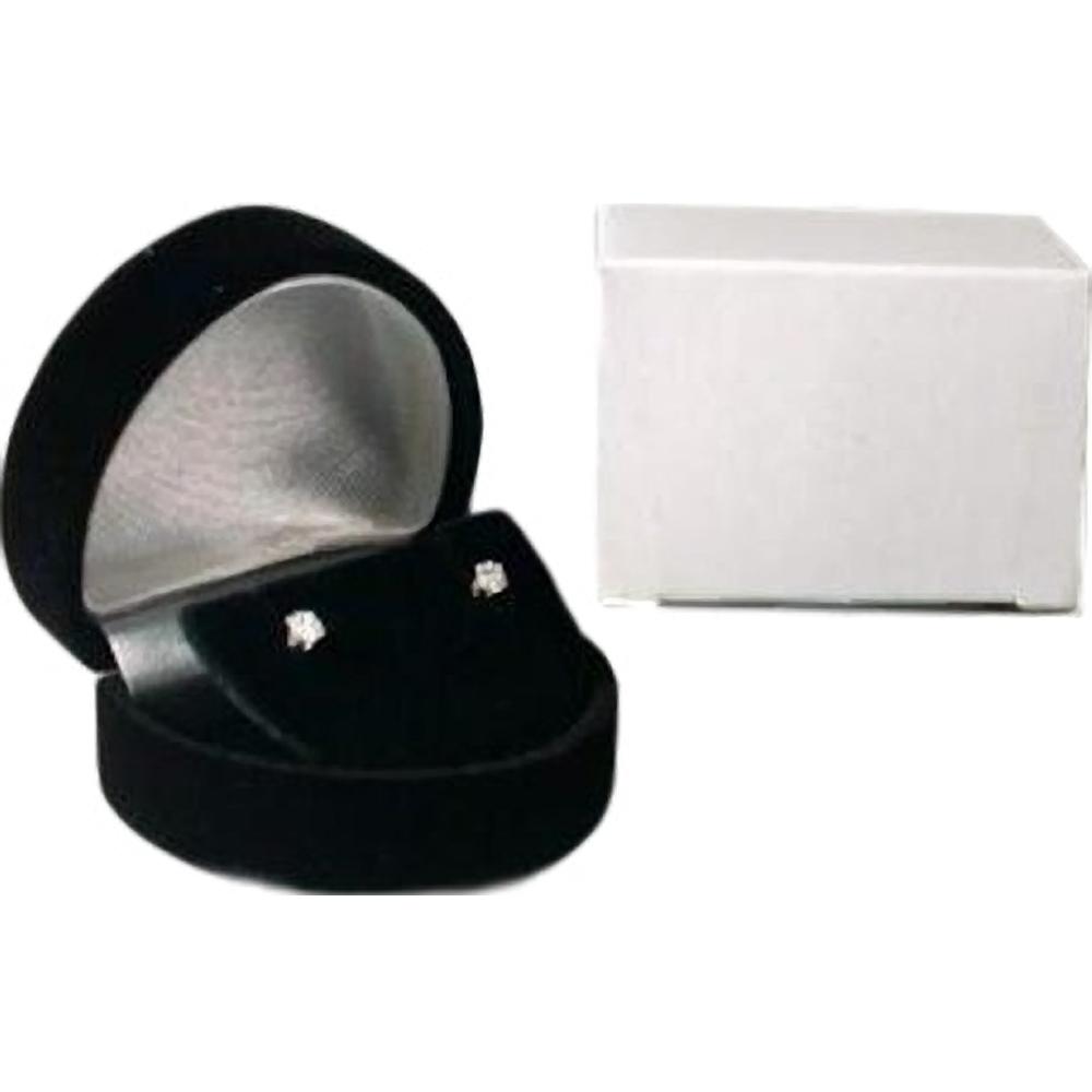 2 Heart Earring Gift Boxes Black Showcase Display