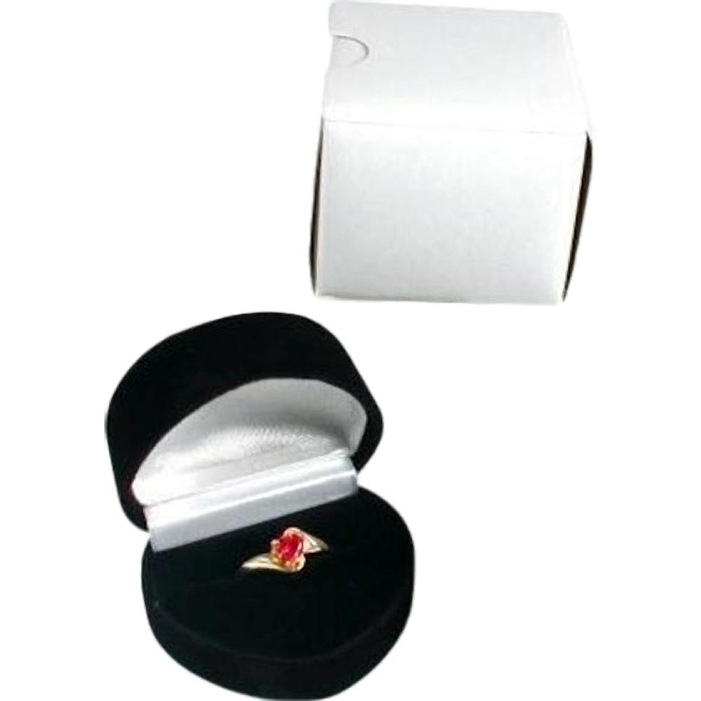 3 Heart Ring Gift Boxes Black Showcase Displays