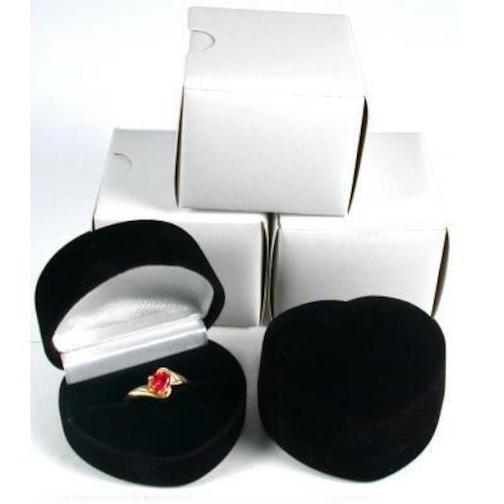 3 Heart Ring Gift Boxes Black Showcase Displays
