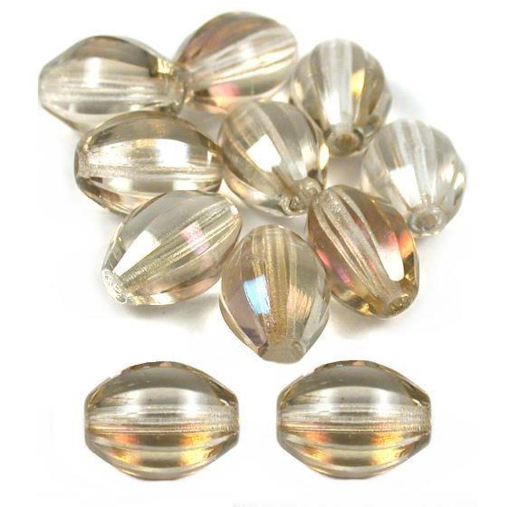 Oval Glass Beads Clear 12mm 10Pcs