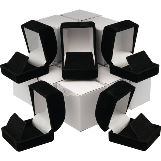 12 Black Flocked Earring Gift Boxes Jewelry Box