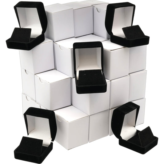 36 Black Flocked Earring Gift Boxes