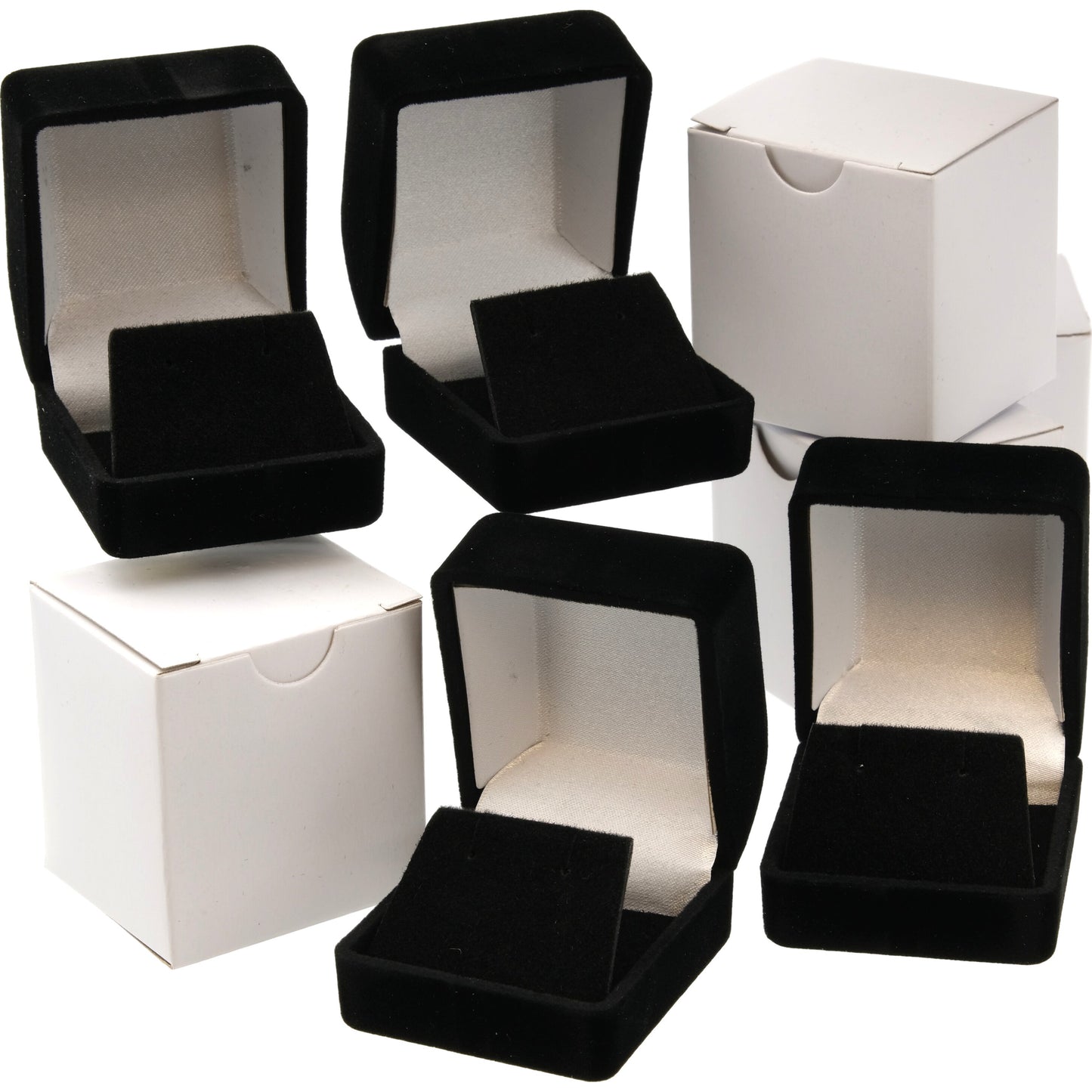 4 Black Flocked Earring Gift Boxes Jewelry Box