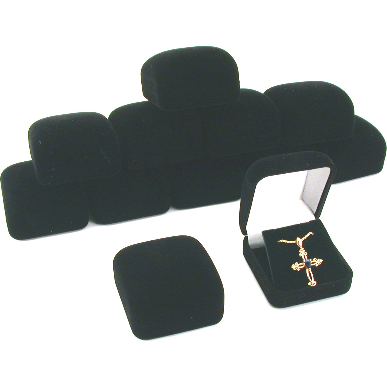 12 Black Flocked Earring Pendant Jewelry Gift Boxes