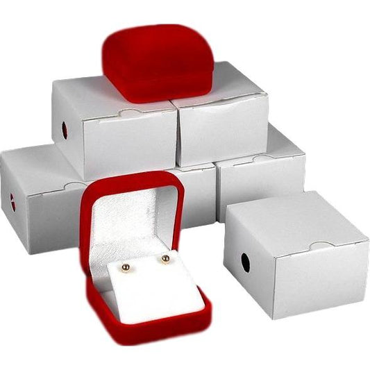 6 Red Flocked Earring & Pendant Gift Boxes