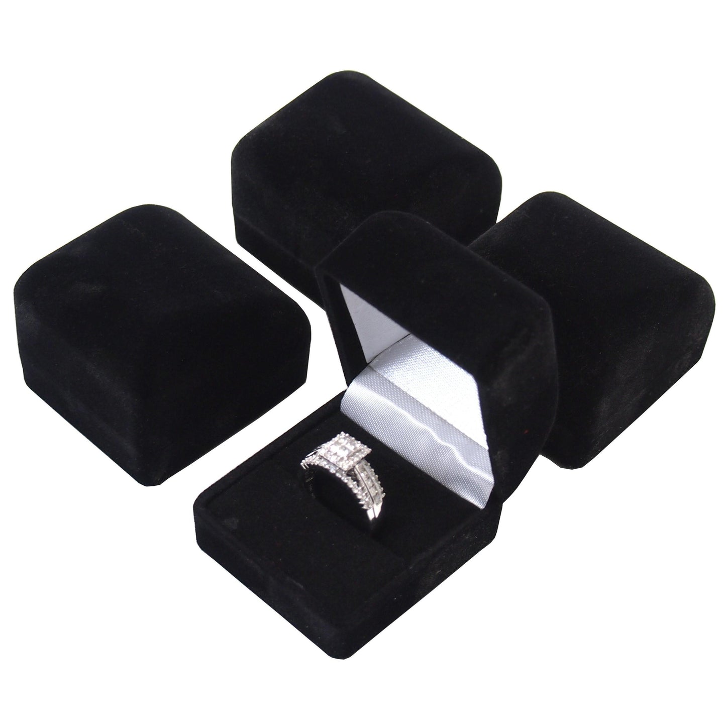 Ring Gift Boxes Black 1 3/4" 4Pcs