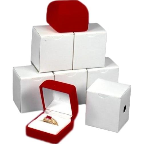 6 Ring Boxes Red Flocked Showcase Jewelry Gift Display