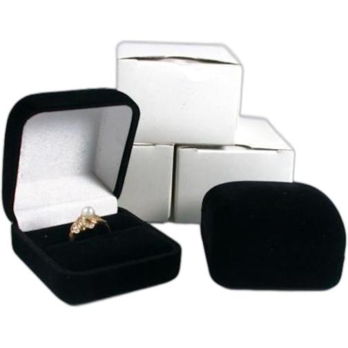 3 Black Flocked Square Ring Gift Boxes Jewelry Displays