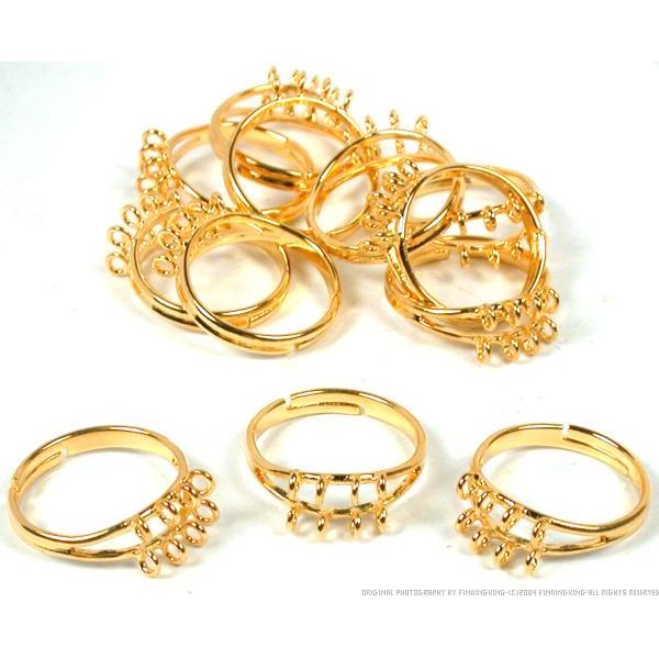 12 Gold Plated Finger Ring Jewelry Findings Charm Part