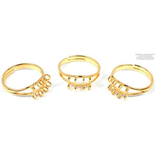 3 Gold Plated Charm Ring Jewelry Findings Adjustable