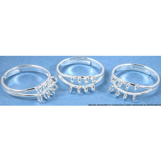 3 Silver Plated Adjustable Rings With Hoops