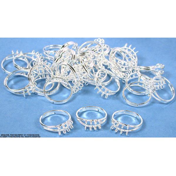 36 Silver Plated Adjustable Rings With Hoops