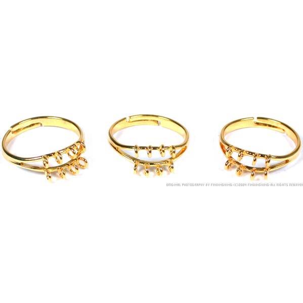 3 Gold Plated Finger Ring Jewelry Findings Charm Part
