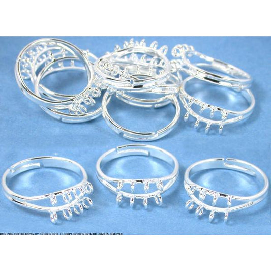 12 Silver Plated Adjustable Rings With Hoops