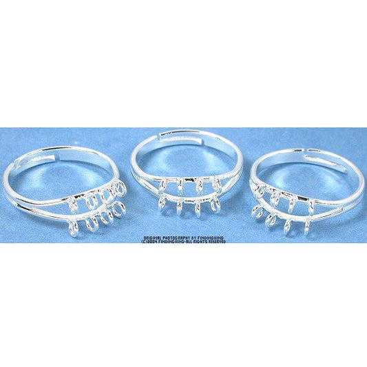 3 Silver Plated Adjustable Rings With Hoops