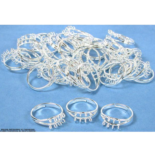 36 Silver Plated Adjustable Rings With Hoops