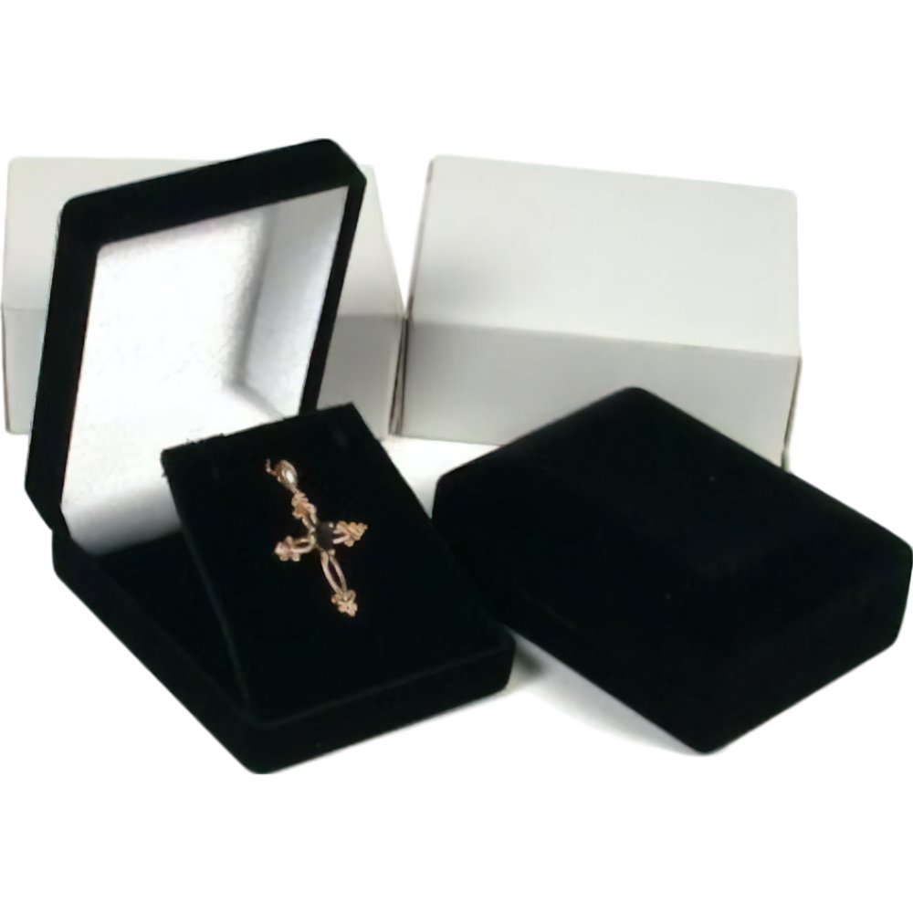 2 Necklace Pendant Gift Boxes Jewelry Displays Black