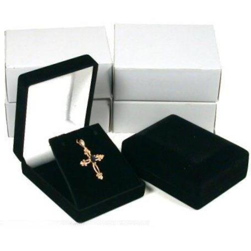 4 Necklace Pendant Gift Boxes Jewelry Displays Black