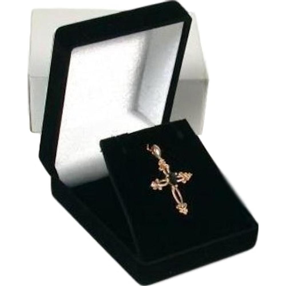 2 Necklace Pendant Gift Boxes Jewelry Displays Black