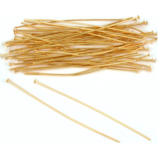 Head Pins Gold Plated 21 Gauge 2" 50Pcs