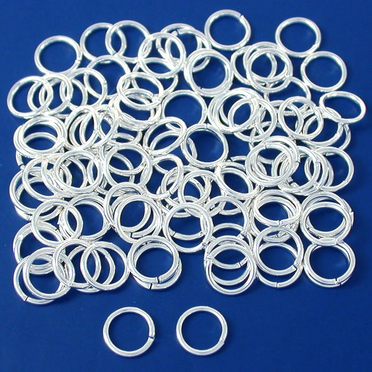 Open Jump Rings Silver Plated 18 Gauge 8mm 100Pcs