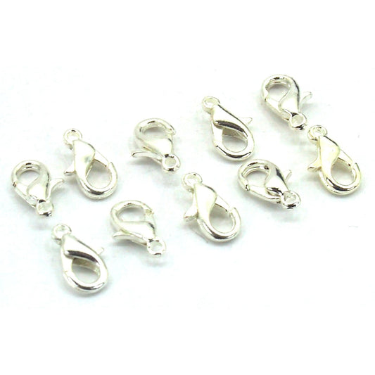 Lobster Clasp Silver Plated 10mm 10Pcs