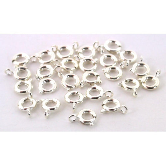 Spring Ring Clasp Silver Plated 7mm 25Pcs