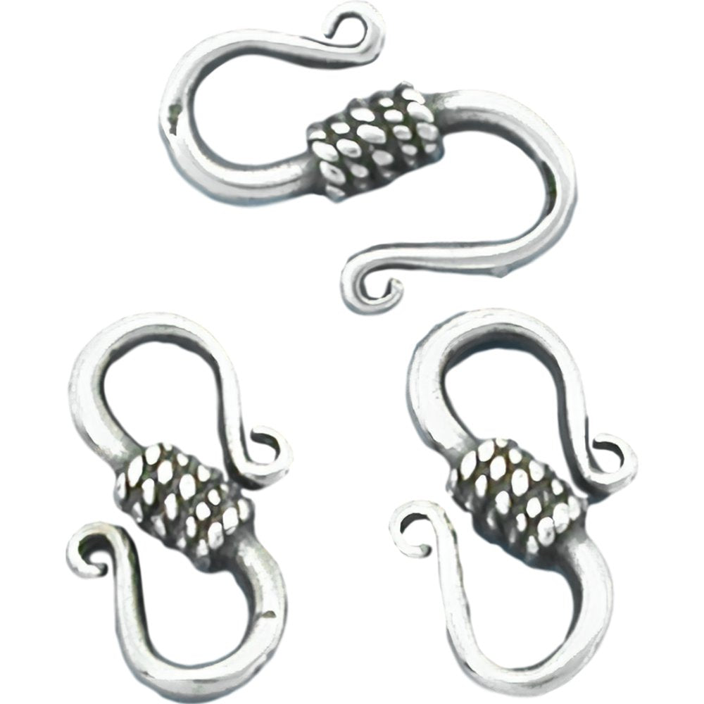 Bali S-Hook Clasp Sterling Silver 14mm 3Pcs