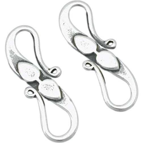 S-Hook Clasp Sterling Silver 22mm 2Pcs