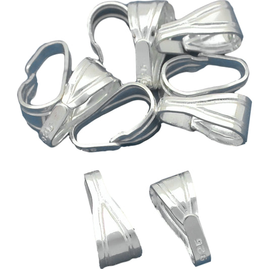 10 Sterling Silver Large Pendant Snap Bails Parts 10mm