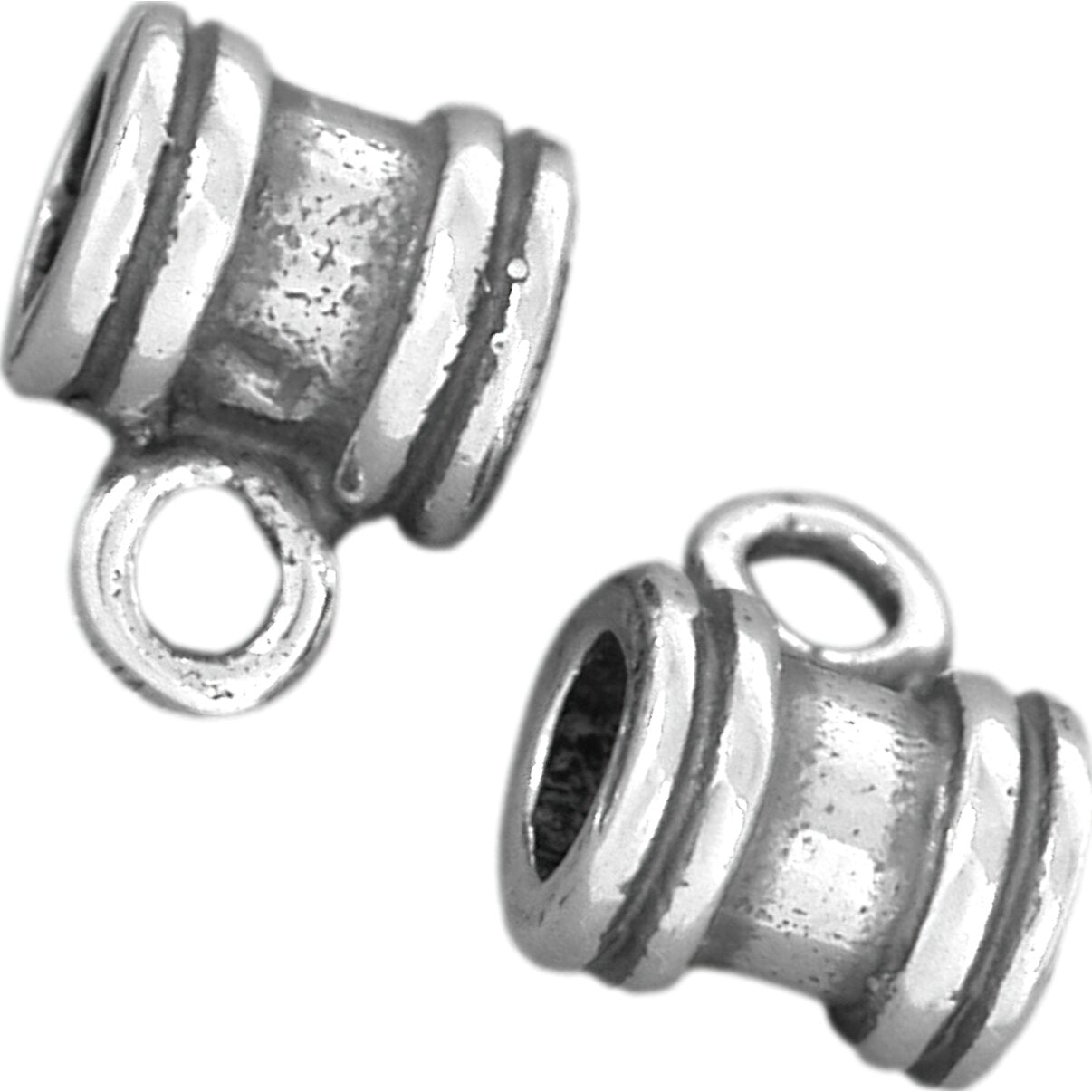 2 St. Silver Med Bali Tube Slider Jewelry Bail 3mm Hole