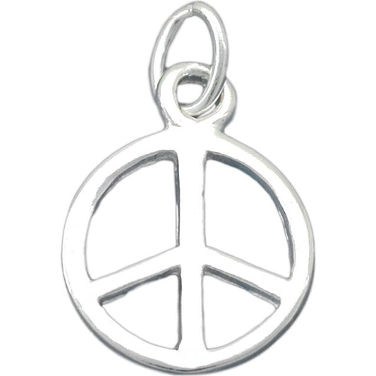 Peace Sign Charm Sterling Silver 13.5mm