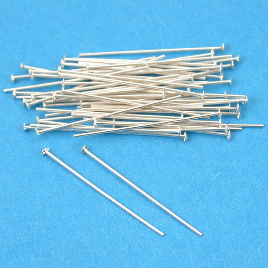 Head Pins Sterling Silver 26 Gauge 3/4" 50Pcs