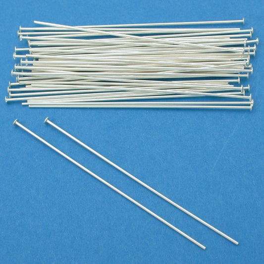 Head Pins Sterling Silver 22 Gauge 2" 50Pcs