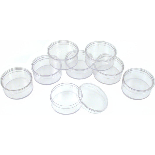 8 Round Storage Jars for Beads & Gems 1 1/4"