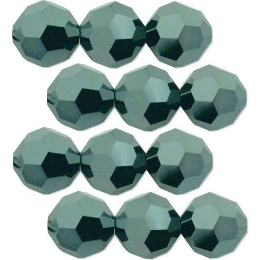 12 Jet Hematite 2X Swarovski Crystal Round Beads 3mm