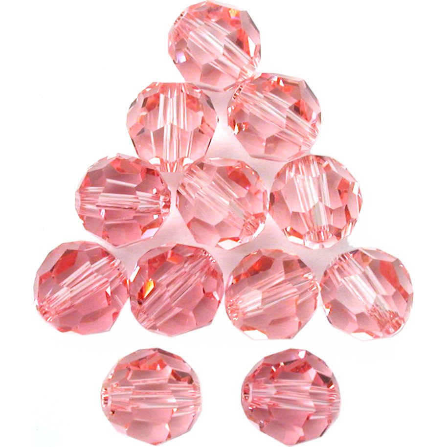 12 Light Rose Round Swarovski Crystal Beads 5000 6mm