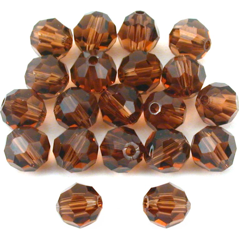 20 Smoke Topaz Round Swarovski Crystal Beads 5000 6mm