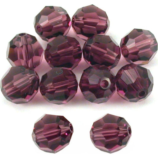 12 Amethyst Round Swarovski Crystal Beads Part 5000 8mm