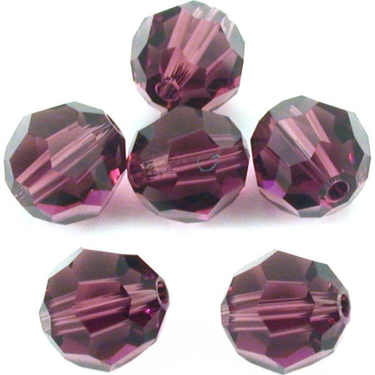 6 Amethyst Round Swarovski Crystal Beads Parts 5000 8mm