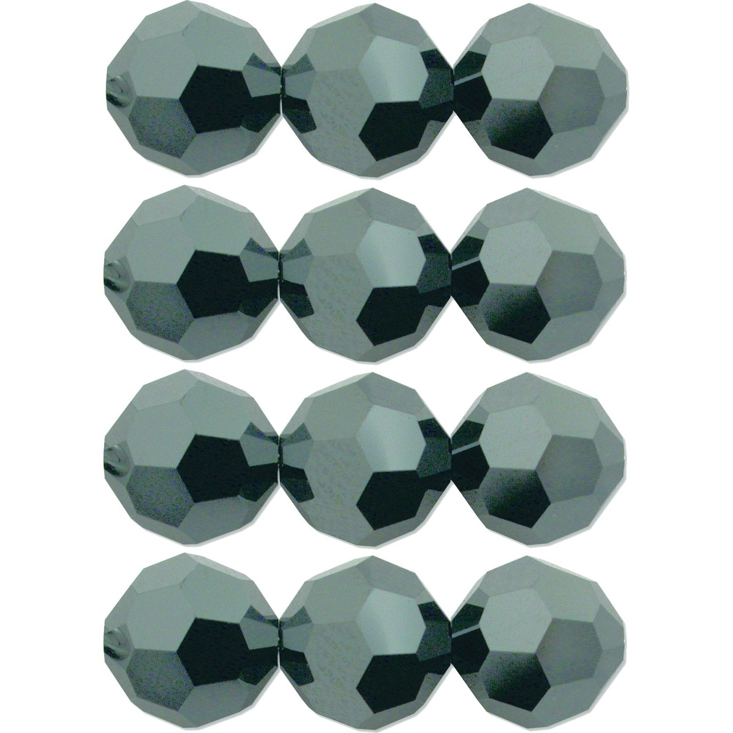 12 Jet Hematite 2X Round Swarovski Crystal Beads 8mm