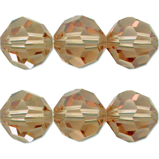 6 Lt Colorado Topaz Round Swarovski Crystal Beads 10mm